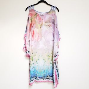 Bl^nk London watercolor Cover-Up Sheer Dress OS